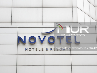 Novotel logo is seen in Warsaw, Poland on November 13, 2024. (