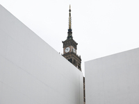 A view of the Museum of Modern Art and the Palace of the Culture and Science in Warsaw in Warsaw, Poland on November 14, 2024. (