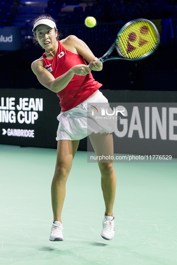 Ena Shibahara during Billie Jean King Cup Finals match Japan vs Romania in Malaga Spain on 14 November 2024. 