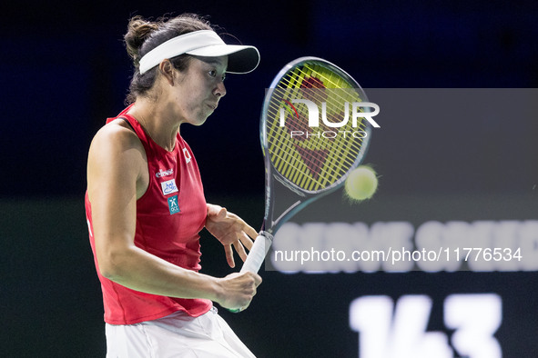 Ena Shibahara during Billie Jean King Cup Finals match Japan vs Romania in Malaga Spain on 14 November 2024. 