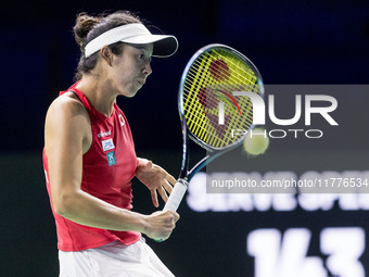 Ena Shibahara during Billie Jean King Cup Finals match Japan vs Romania in Malaga Spain on 14 November 2024. (