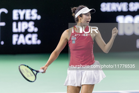 Ena Shibahara during Billie Jean King Cup Finals match Japan vs Romania in Malaga Spain on 14 November 2024. 