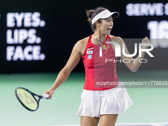 Ena Shibahara during Billie Jean King Cup Finals match Japan vs Romania in Malaga Spain on 14 November 2024. (