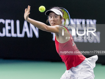 Ena Shibahara during Billie Jean King Cup Finals match Japan vs Romania in Malaga Spain on 14 November 2024. (