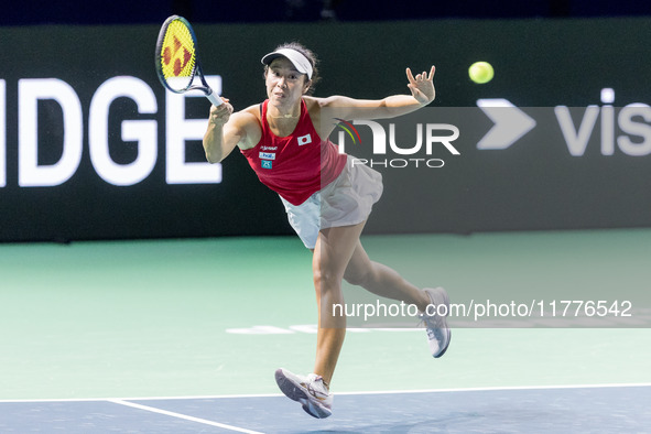 Ena Shibahara during Billie Jean King Cup Finals match Japan vs Romania in Malaga Spain on 14 November 2024. 