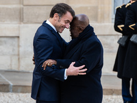 President of the French Republic Emmanuel Macron welcomes Ghanaian President Nana Akufo-Addo to the Elysee Palace for a bilateral summit in...