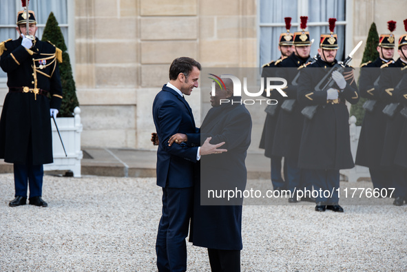 President of the French Republic Emmanuel Macron welcomes Ghanaian President Nana Akufo-Addo to the Elysee Palace for a bilateral summit in...