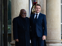 President of the French Republic Emmanuel Macron welcomes Ghanaian President Nana Akufo-Addo to the Elysee Palace for a bilateral summit in...