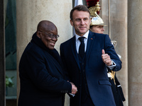 President of the French Republic Emmanuel Macron welcomes Ghanaian President Nana Akufo-Addo to the Elysee Palace for a bilateral summit in...