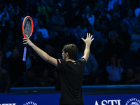 Taylor Fritz (USA) wins against Alex de Minaur (AUS) during day five of the Nitto ATP Finals 2024 at Inalpi Arena in Turin, Italy, on Novemb...