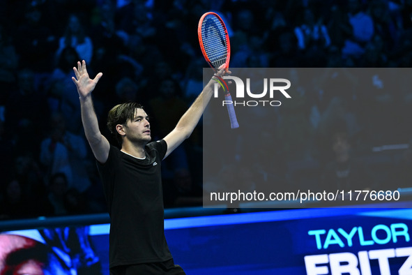 Taylor Fritz (USA) wins against Alex de Minaur (AUS) during day five of the Nitto ATP Finals 2024 at Inalpi Arena in Turin, Italy, on Novemb...