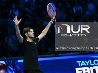 Taylor Fritz (USA) wins against Alex de Minaur (AUS) during day five of the Nitto ATP Finals 2024 at Inalpi Arena in Turin, Italy, on Novemb...