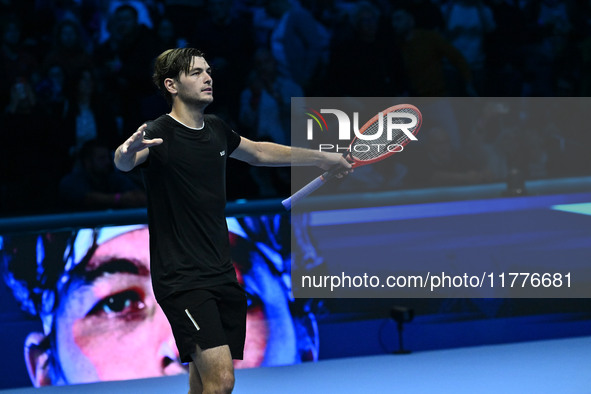 Taylor Fritz (USA) wins against Alex de Minaur (AUS) during day five of the Nitto ATP Finals 2024 at Inalpi Arena in Turin, Italy, on Novemb...