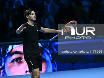 Taylor Fritz (USA) wins against Alex de Minaur (AUS) during day five of the Nitto ATP Finals 2024 at Inalpi Arena in Turin, Italy, on Novemb...