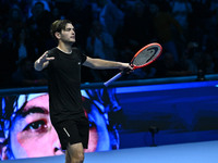 Taylor Fritz (USA) wins against Alex de Minaur (AUS) during day five of the Nitto ATP Finals 2024 at Inalpi Arena in Turin, Italy, on Novemb...