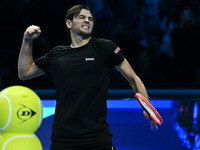 Taylor Fritz (USA) wins against Alex de Minaur (AUS) during day five of the Nitto ATP Finals 2024 at Inalpi Arena in Turin, Italy, on Novemb...