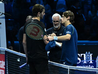 Taylor Fritz (USA) wins against Alex de Minaur (AUS) during day five of the Nitto ATP Finals 2024 at Inalpi Arena in Turin, Italy, on Novemb...