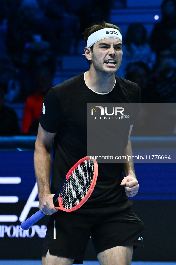 Taylor Fritz (USA) wins against Alex de Minaur (AUS) during day five of the Nitto ATP Finals 2024 at Inalpi Arena in Turin, Italy, on Novemb...