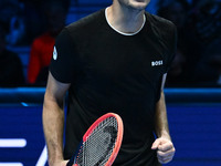 Taylor Fritz (USA) wins against Alex de Minaur (AUS) during day five of the Nitto ATP Finals 2024 at Inalpi Arena in Turin, Italy, on Novemb...