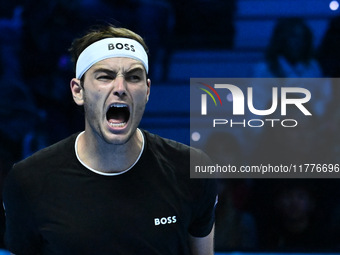 Taylor Fritz (USA) wins against Alex de Minaur (AUS) during day five of the Nitto ATP Finals 2024 at Inalpi Arena in Turin, Italy, on Novemb...