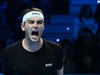 Taylor Fritz (USA) wins against Alex de Minaur (AUS) during day five of the Nitto ATP Finals 2024 at Inalpi Arena in Turin, Italy, on Novemb...