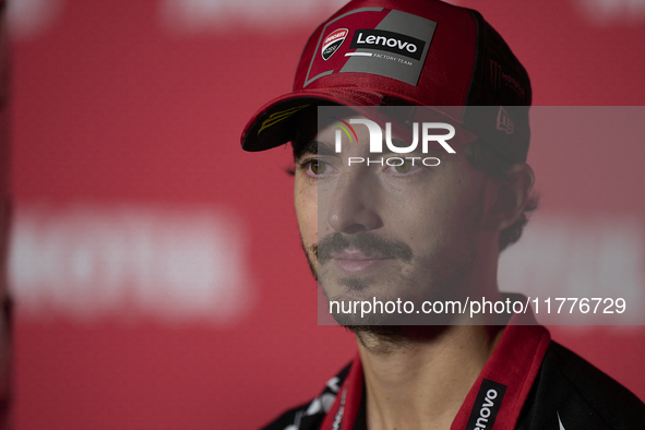 Francesco Pecco Bagnaia (1) of Italy and Ducati Lenovo Team during the press conference preview of the Motul Solidarity Grand Prix of Barcel...