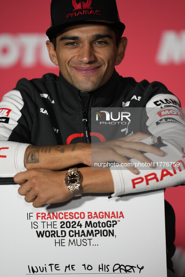 Jorge Martin (89) of Spain and Prima Pramac Racing Ducati during the press conference preview of the Motul Solidarity Grand Prix of Barcelon...