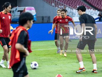 Yuto Nagatomo of Japan attends a training session before facing the Indonesia national team during the FIFA World Cup Asian 3rd Qualifier Gr...