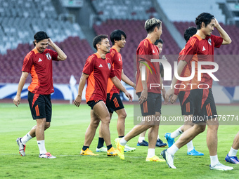 Players of Japan attend a training session before facing the Indonesian national team during the FIFA World Cup Asian 3rd Qualifier Group C...