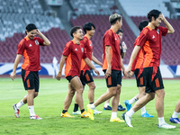 Players of Japan attend a training session before facing the Indonesian national team during the FIFA World Cup Asian 3rd Qualifier Group C...