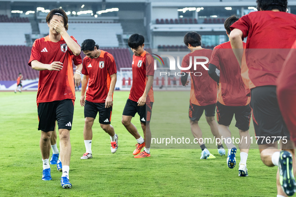 Players of Japan attend a training session before facing the Indonesian national team during the FIFA World Cup Asian 3rd Qualifier Group C...