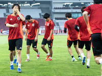 Players of Japan attend a training session before facing the Indonesian national team during the FIFA World Cup Asian 3rd Qualifier Group C...