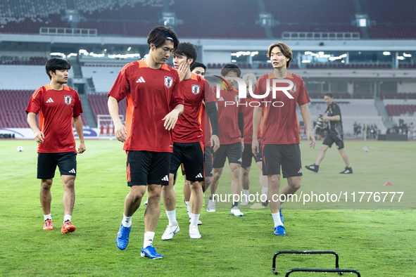 Players of Japan attend a training session before facing the Indonesian national team during the FIFA World Cup Asian 3rd Qualifier Group C...