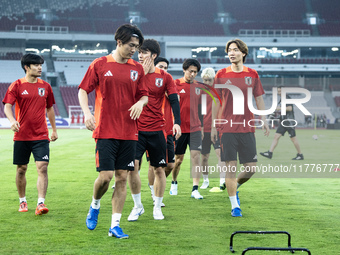 Players of Japan attend a training session before facing the Indonesian national team during the FIFA World Cup Asian 3rd Qualifier Group C...