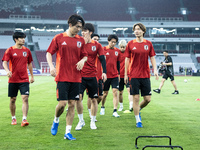 Players of Japan attend a training session before facing the Indonesian national team during the FIFA World Cup Asian 3rd Qualifier Group C...