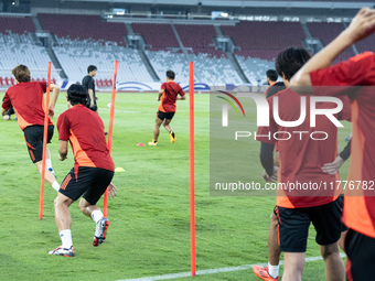 Players of Japan attend a training session before facing the Indonesian national team during the FIFA World Cup Asian 3rd Qualifier Group C...