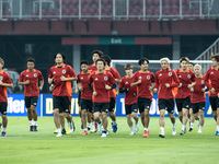 Players of Japan attend a training session before facing the Indonesian national team during the FIFA World Cup Asian 3rd Qualifier Group C...