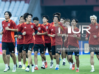 Players of Japan attend a training session before facing the Indonesian national team during the FIFA World Cup Asian 3rd Qualifier Group C...