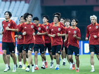 Players of Japan attend a training session before facing the Indonesian national team during the FIFA World Cup Asian 3rd Qualifier Group C...