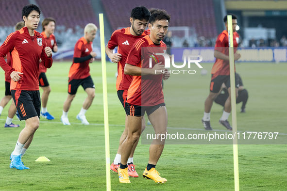 Yuto Nagatomo of Japan attends a training session before facing the Indonesia national team during the FIFA World Cup Asian 3rd Qualifier Gr...