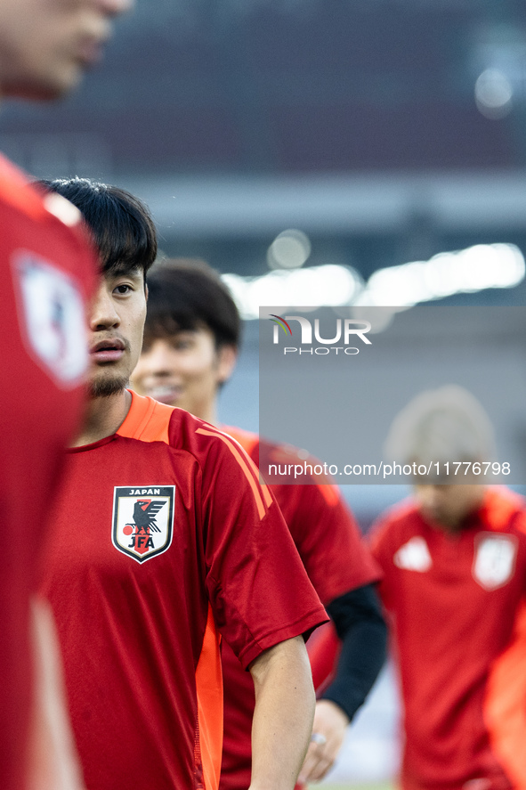 Takefusa Kubo of Japan attends a training session before facing the Indonesia national team during the FIFA World Cup Asian 3rd Qualifier Gr...