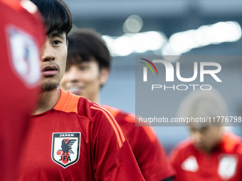 Takefusa Kubo of Japan attends a training session before facing the Indonesia national team during the FIFA World Cup Asian 3rd Qualifier Gr...