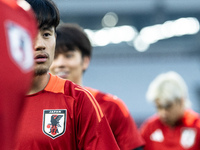 Takefusa Kubo of Japan attends a training session before facing the Indonesia national team during the FIFA World Cup Asian 3rd Qualifier Gr...