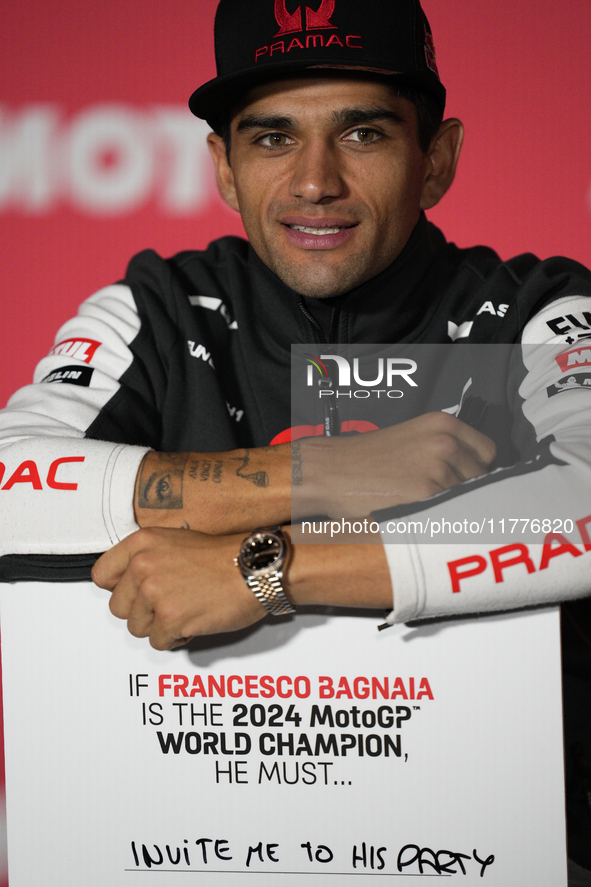 Jorge Martin (89) of Spain and Prima Pramac Racing Ducati during the press conference preview of the Motul Solidarity Grand Prix of Barcelon...