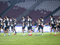 Players of Indonesia attend a training session before facing the Japan national team during the FIFA World Cup Asian 3rd Qualifier Group C a...