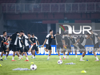 Players of Indonesia attend a training session before facing the Japan national team during the FIFA World Cup Asian 3rd Qualifier Group C a...