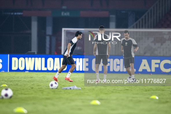 Players of Indonesia attend a training session before facing the Japan national team during the FIFA World Cup Asian 3rd Qualifier Group C a...