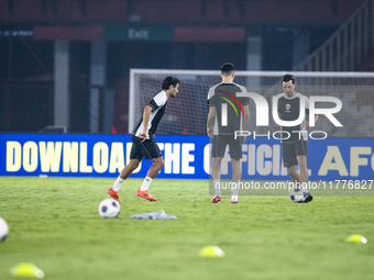 Players of Indonesia attend a training session before facing the Japan national team during the FIFA World Cup Asian 3rd Qualifier Group C a...