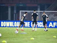 Players of Indonesia attend a training session before facing the Japan national team during the FIFA World Cup Asian 3rd Qualifier Group C a...