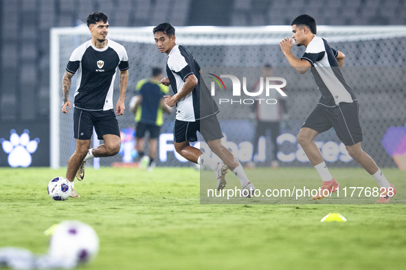 Players of Indonesia attend a training session before facing the Japan national team during the FIFA World Cup Asian 3rd Qualifier Group C a...